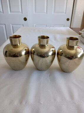 Set of Three Brass Vases by Table Decor Int., Marietta, GA